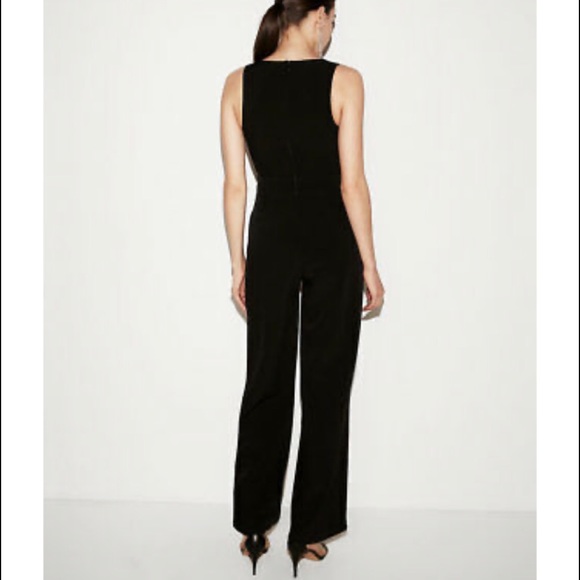 *SOLD* NWOT Express Mesh V-Neck Jumpsuit in Black - Picture 2 of 4